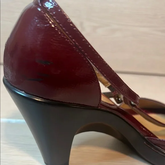 Sofft Red T-Strap Patent Leather Heels - Picture 9 of 10